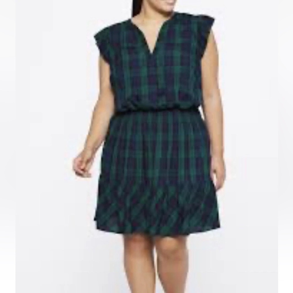 NWT VINEYARD VINES Blackwatch Smocked Ruffle Dress Size 2X Charleston Green
